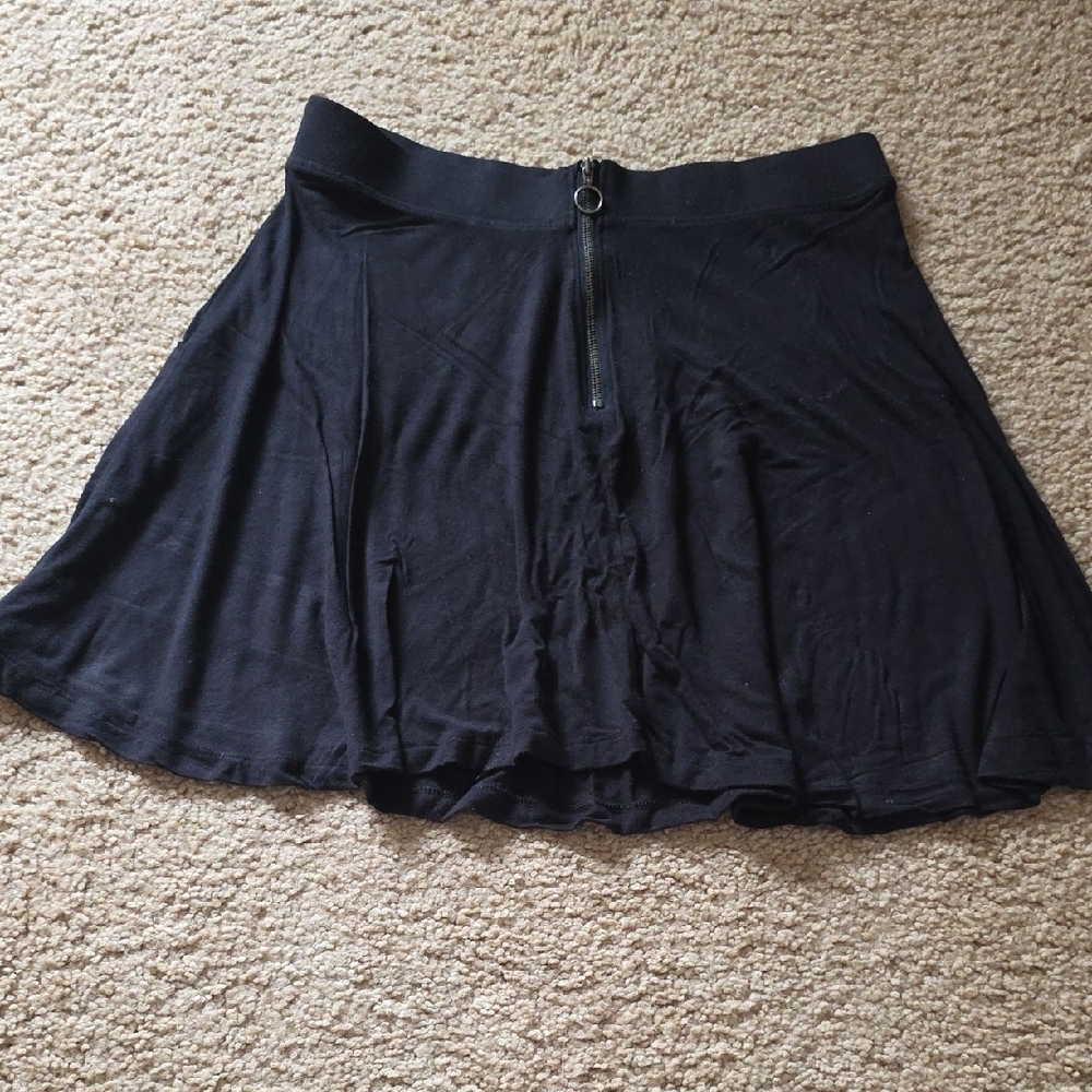 SO Black Skater Skirt with Zipper Detail